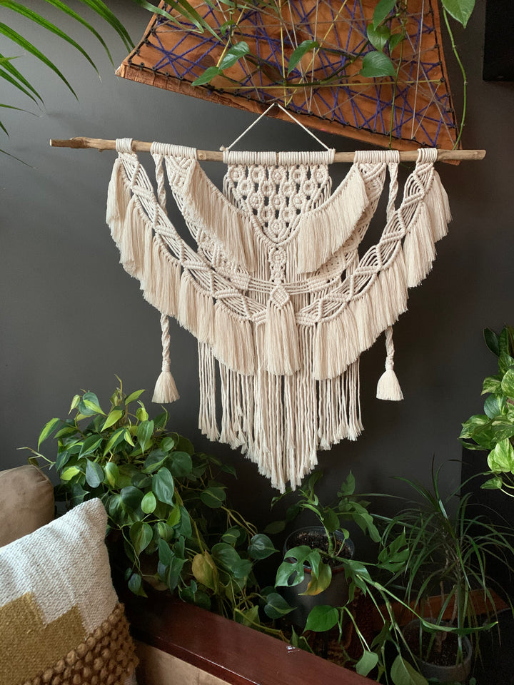 custom macrame wall hanging | natural wood wall hanging | intricate | custom art 