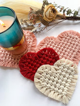 Load image into Gallery viewer, Large Macrame Heart Coaster | Placemat | Vday Decor | Galentine&#39;s
