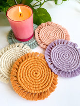 Load image into Gallery viewer, Handmade Macrame Coasters | Solid Color | Home Decor | Mug &amp; Plant Rugs

